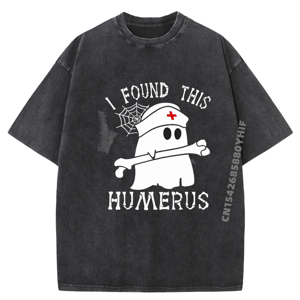 

I Found This Humerus Adult Tops Tees Graphic T-Shirt Mens Funny Washed Clothes Men Halloween Printed T-shirt