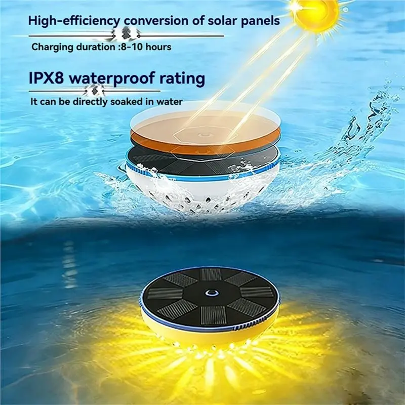 【THANKSGIVING DAY】Colorful LED Solar Floating Light For Pools Solar Powered For Outdoor Courtyards& Pool Ambient Illumination Am