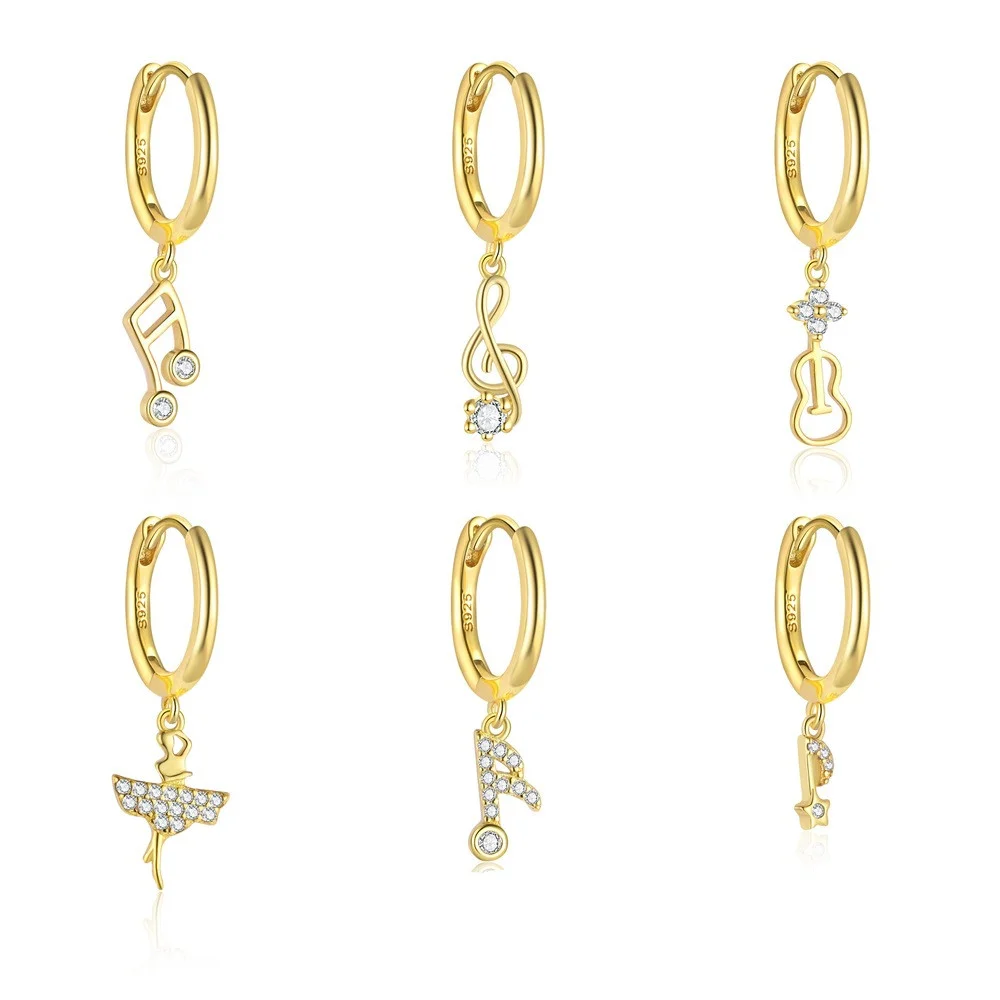 

Euro S925 Music Note Studs - CZ Luxury, Unique French Trendy Minimal Earrings