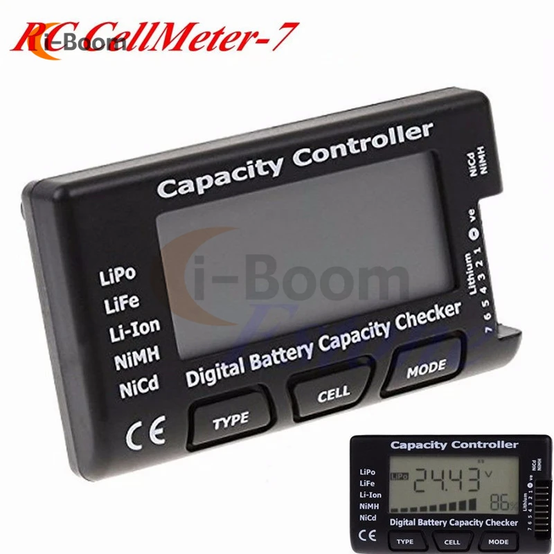 RC CellMeter 7 8 1-8S LCD Digital Battery Capacity Tester voltage meter for LiPo li-lon NiMH Ni-Cd Li-Fe lithium iron battery