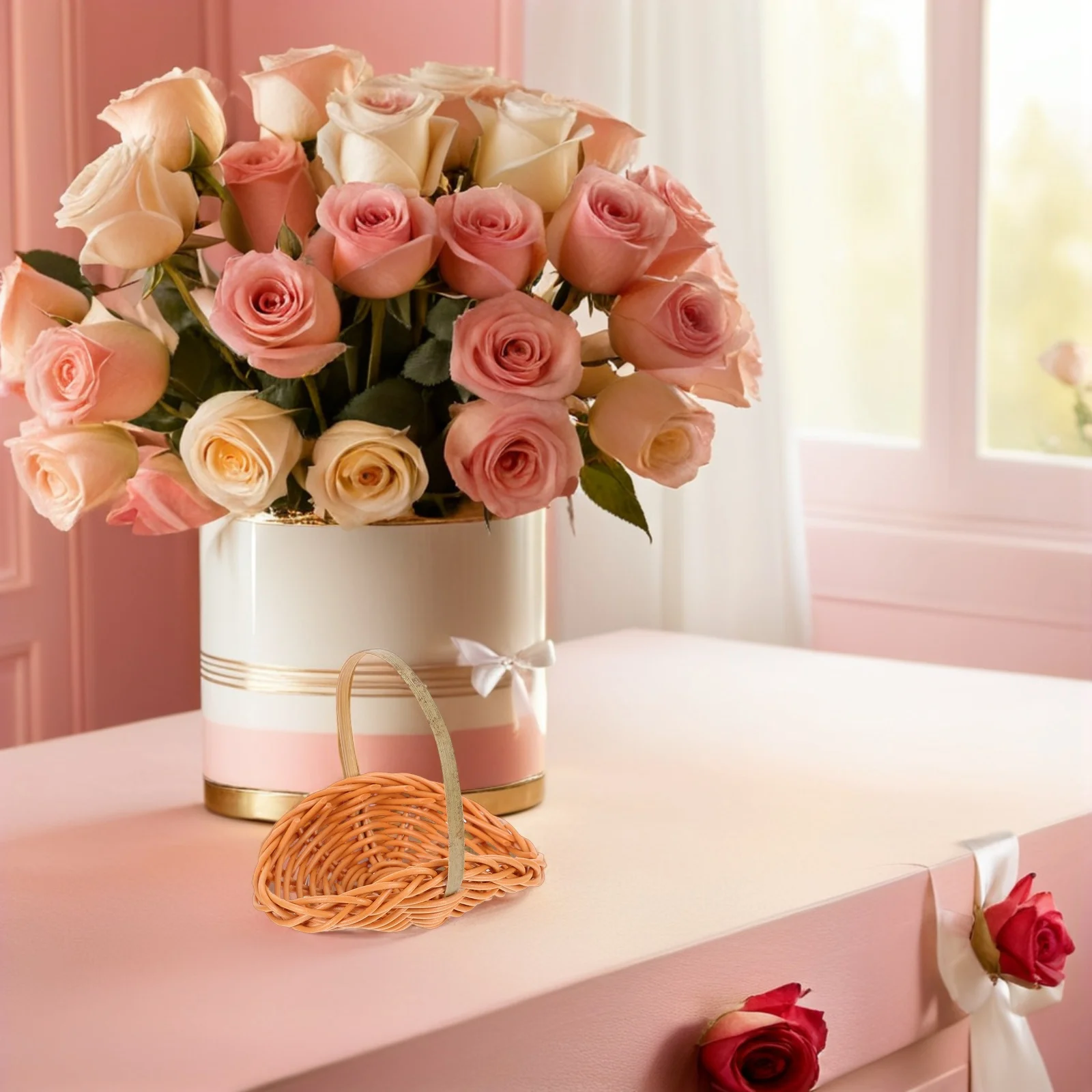 

8 шт. миниатюрные плетеные корзины из искусственного ротанга с ручками в форме ракушки, крошечная корзина, сказочный сад, вечеринка, свадьба