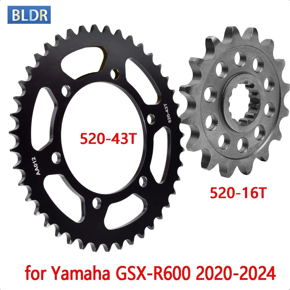 

520-43T 520 16T Motorcycle Front Sprocket Gear Wheel for Suzuki GSX-R600 GSXR600 2020 2021 2022 2024