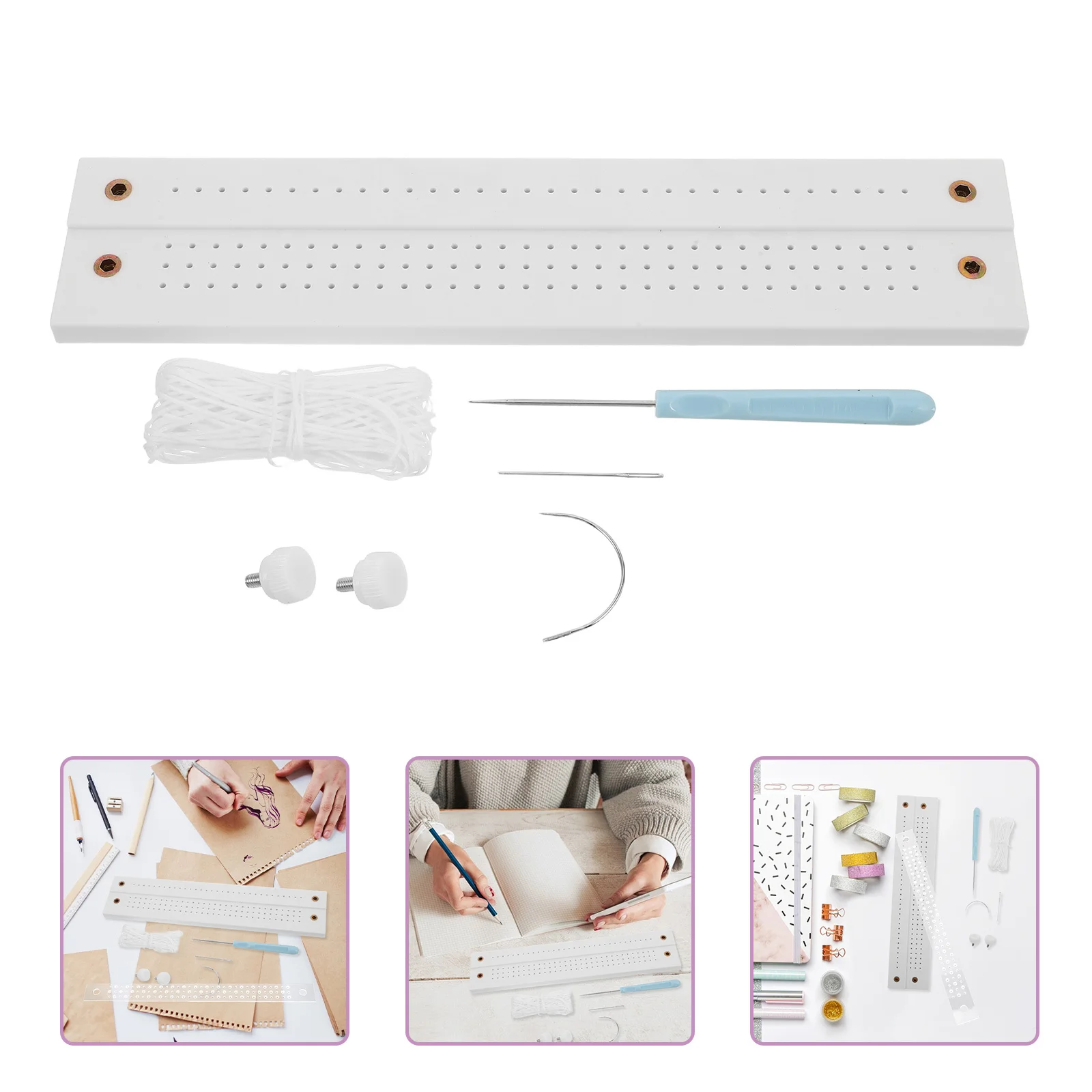 

Complete DIY Journal Binding Kit Book Clamps Awl Wax Thread Ruler for Travel Diaries Planners Scrapbooks Handmade Bookmaking