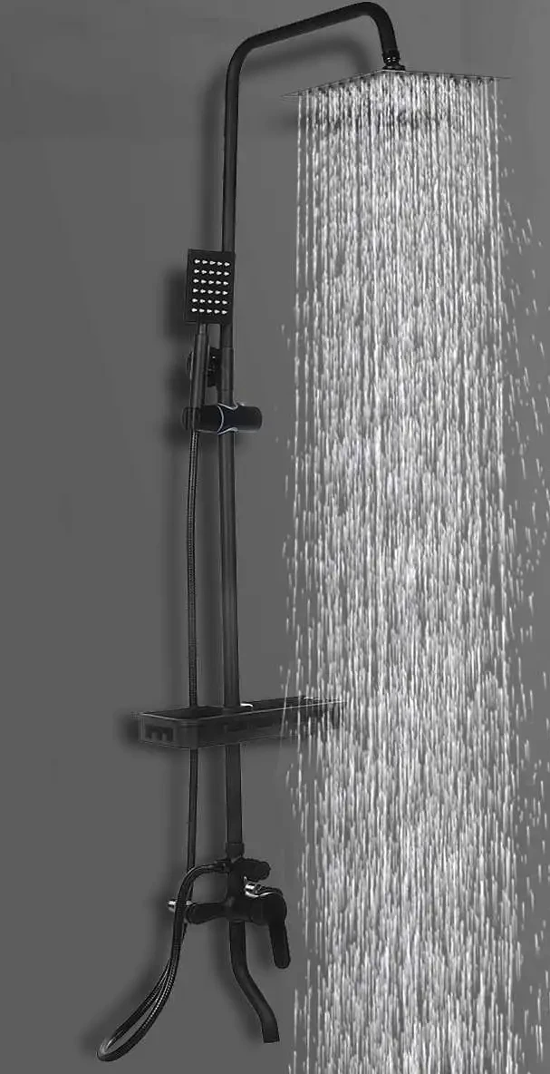 Bathroom Shower Faucet Set Black Rain Shower Head Bath Faucet Wall Mounted Bathtub  Mixer Tap Faucet Set Mixer