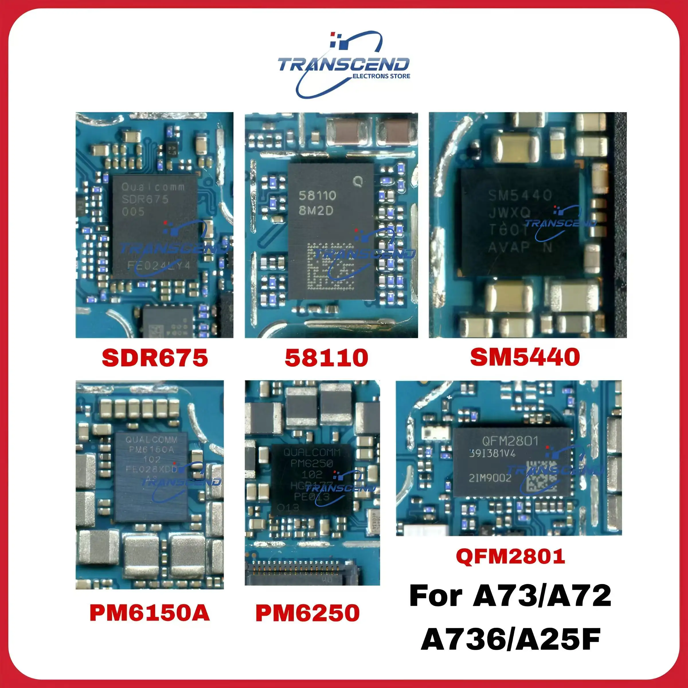 5pcs pm6250 pm6150a sm5714 charger SM5440 SM3010 58110 QDM3870 QFM2801 WCD9380 SDR675 WCN3988 IC For Samsung a73 a72 a725f a736