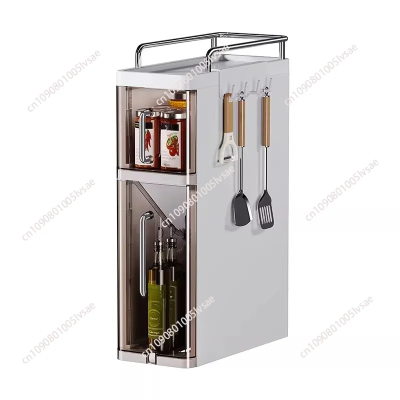 Pull-Out Kitchen Spice Rack Narrow Countertop Organizer Multi-Functional Oil Salt Sauce Jar Storage Space-Saving Spice Shelves