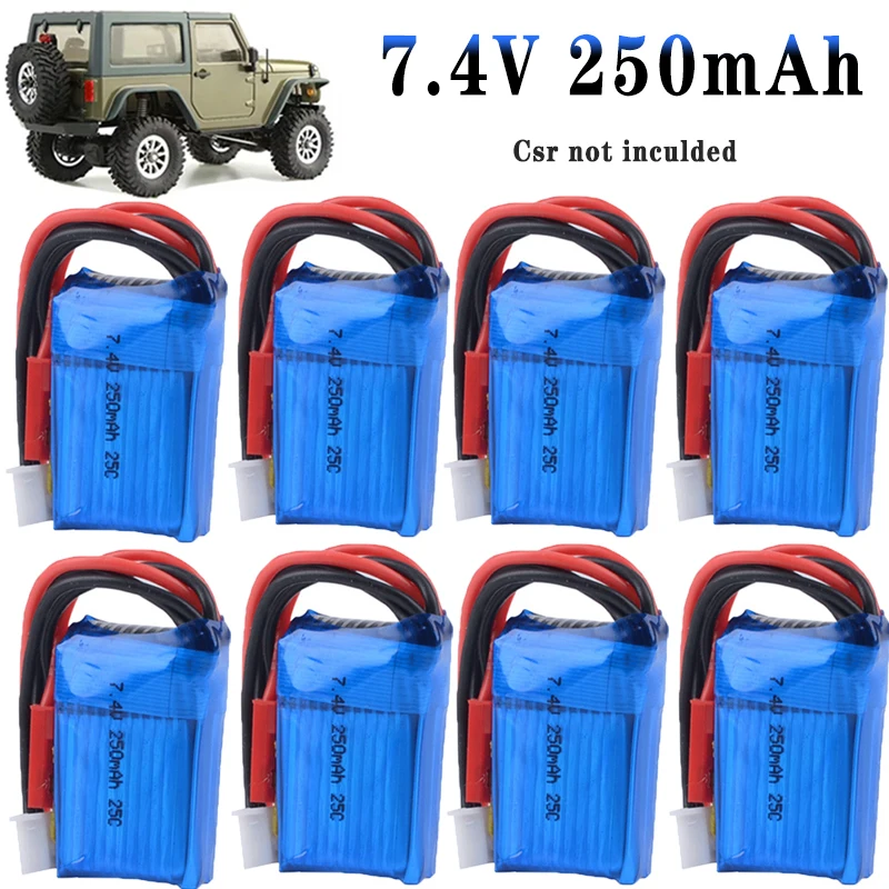 7.4V 250mAh batteria per auto 25C 2S per Orlando Hunter 1:35 RC telecomando arrampicata auto Micro zanzara auto parti della batteria al litio