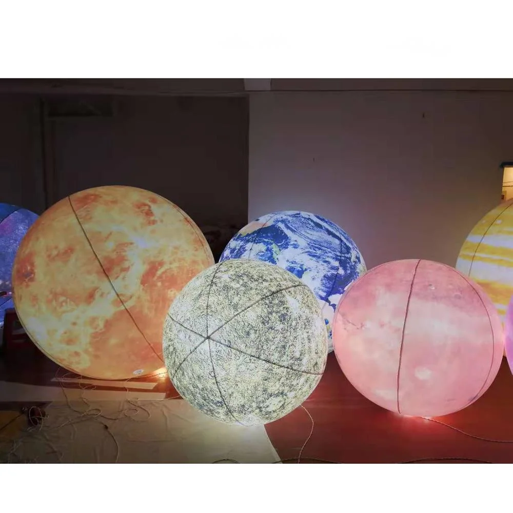 Groothandel Pvc Luchtdichte Gigantische Opblaasbare Aarde Planeet Ballon Met Kleurrijke Led Verlichting 2-6M Globe Ball Populaire Evenement Bol Voor