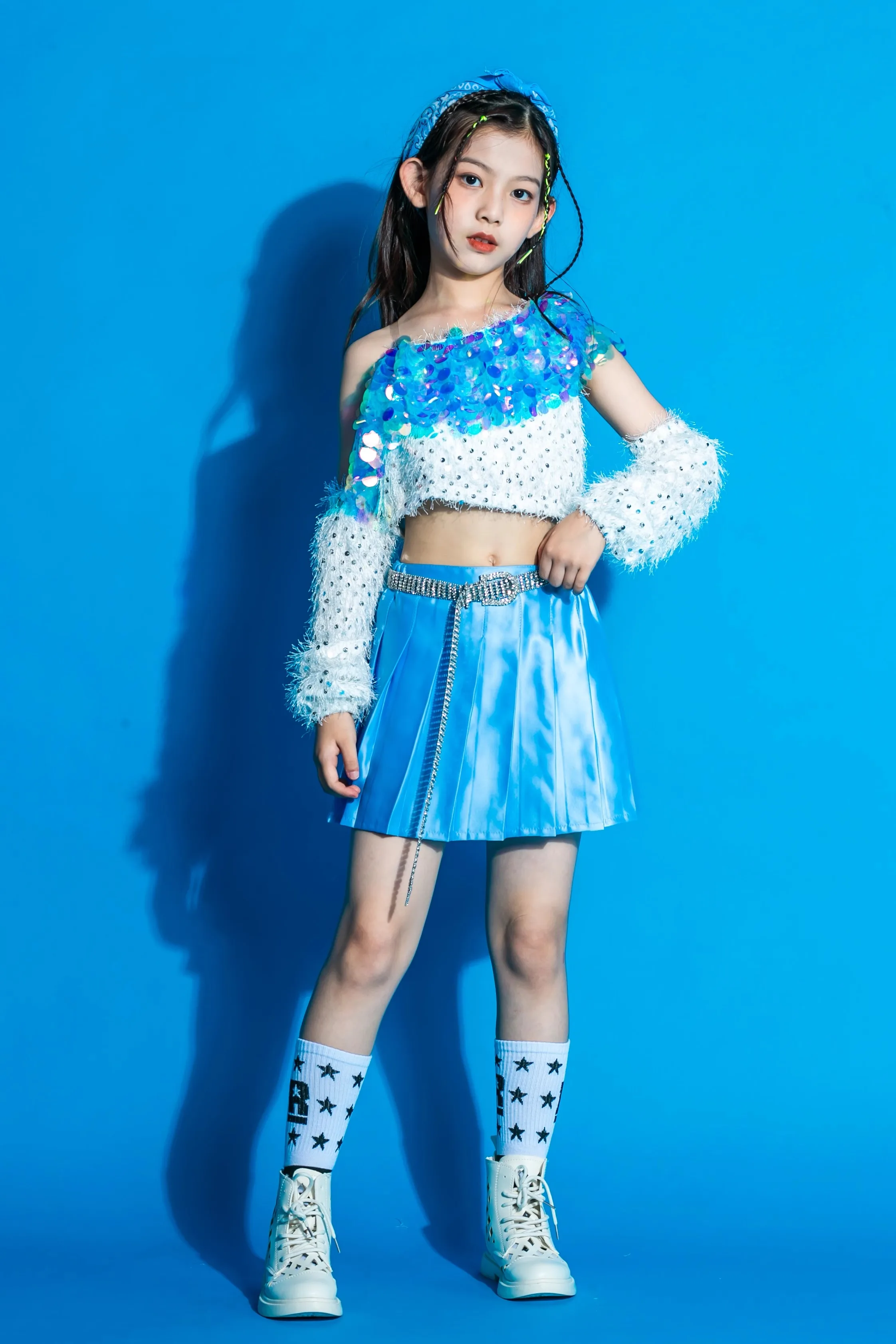 Strój do tańca jazzowego zespołu dziewczęcego Blackpink, odzież dziewczęca, odzież letnia, zestaw jazzowy, kostium sceniczny