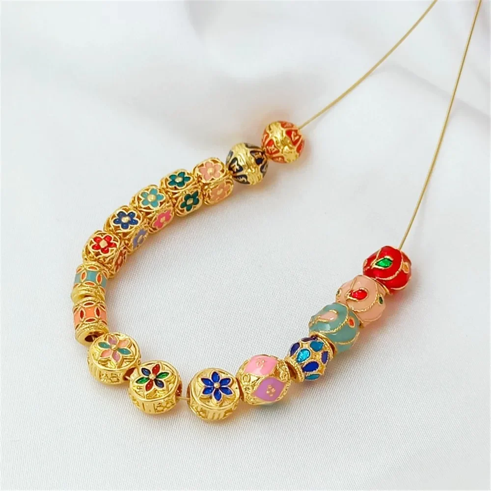 18K Gold-plated Blue Barrel Beads, Jingtai Blue Square Beads, Loose Beads, DIY Handmade Bracelets, Necklaces, Jewelry Accessorie