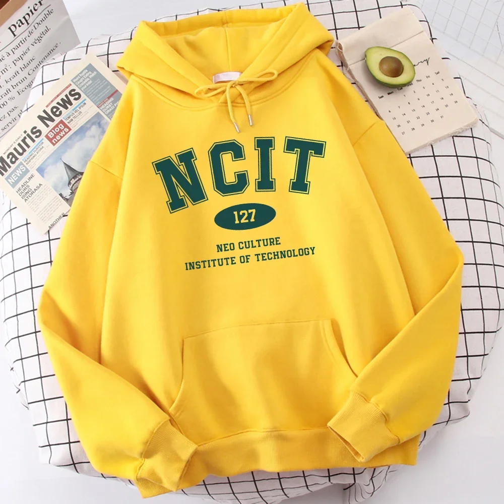 Letter NCIT 127 Neo Culture Institute Of Technology Prints Oversize Womenswear Hoodie Harajuku Fleece Hoody Pullover Sweatshirt