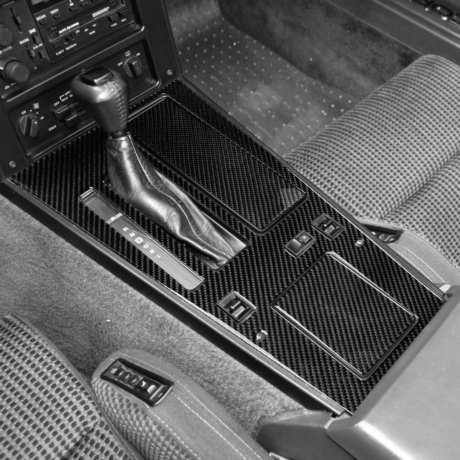 

For Chevrolet Corvette C4 1983-1989 Carbon Fiber Central Control Gear Shift Storage Box Cover Trim Set Car Accessories Sticker