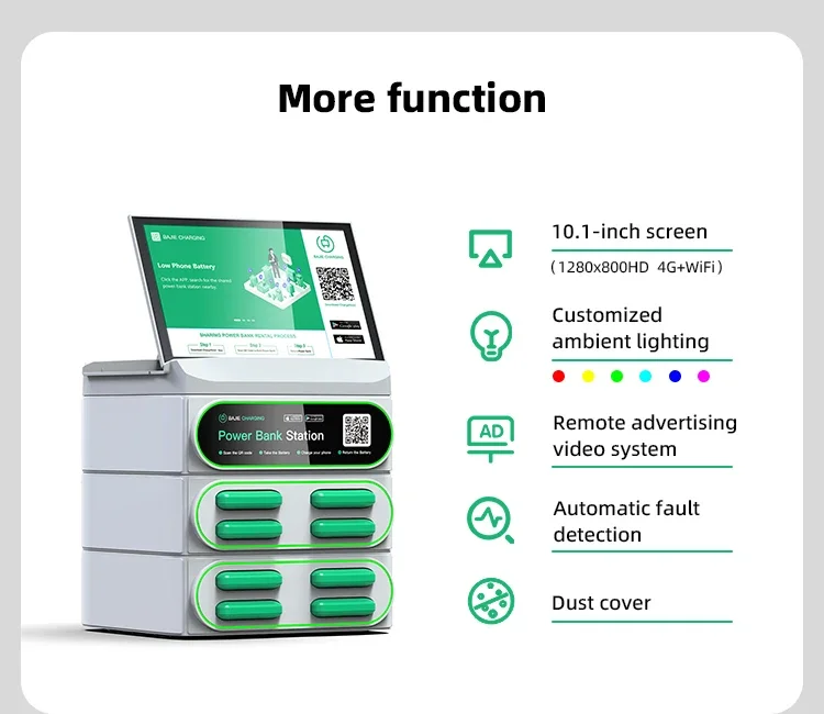 Stackable Mobile Phone Charger Shared Power Rental Charging Station with Screen