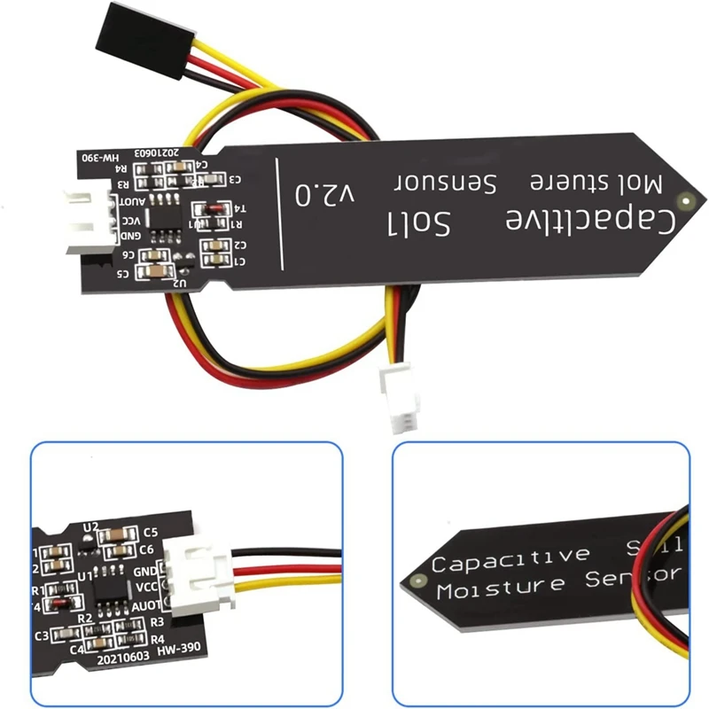 Hot Ltem Capacitive Soil Moisture Sensor Module 3.3-5.5V 3-Pin W/Gravity Wire Corrosion Resistant For Garden Watering DIY