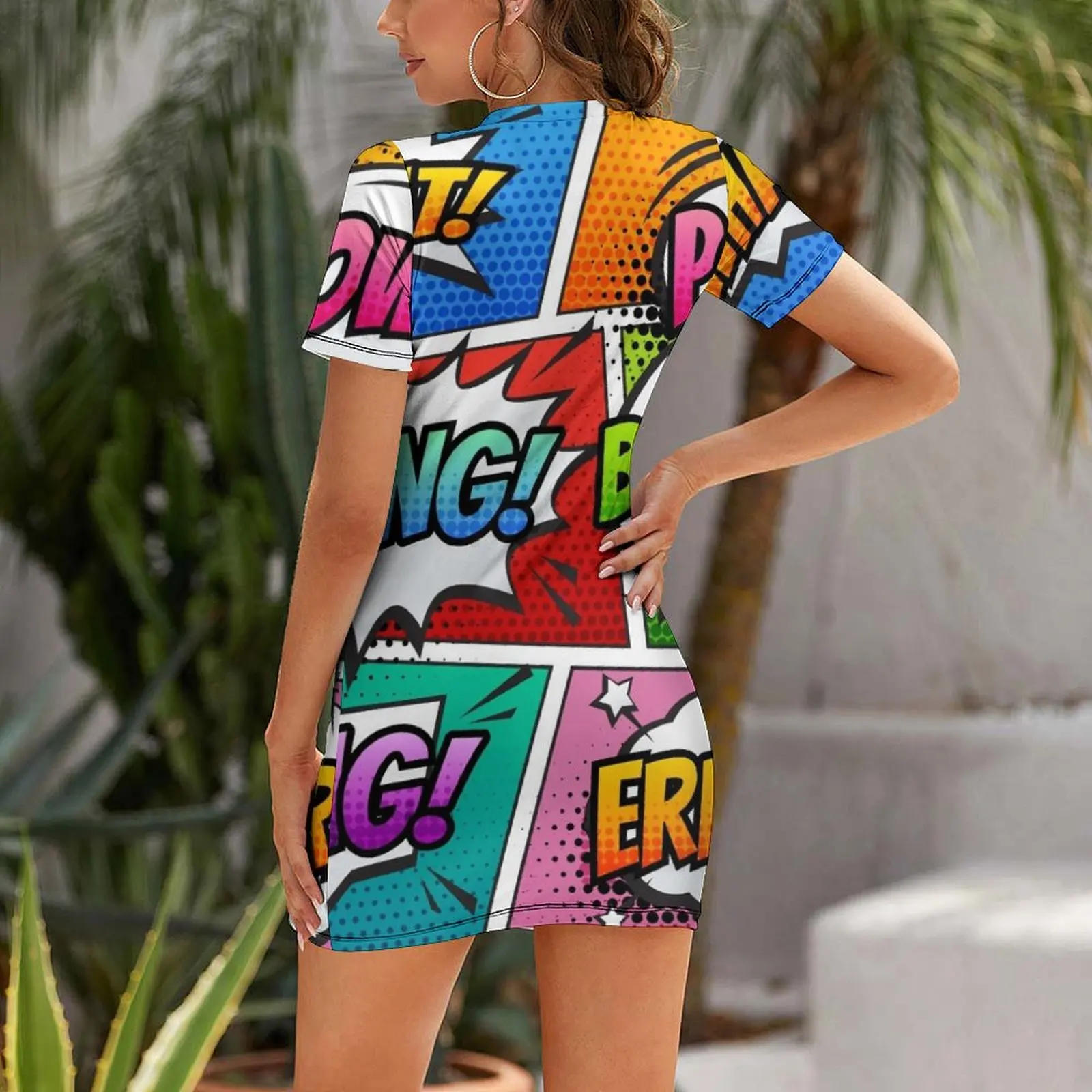 Pop Art Comic Book Panels Short Sleeved Dress summer dresses women 2025 beach outfits for women Dress