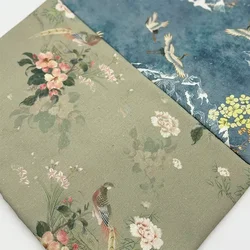 Tela de lino y algodón de estilo chino, estampado Retro, pantalones antimosquitos, falda de camisa, vestido Cheongsam, tela de costura Hanfu