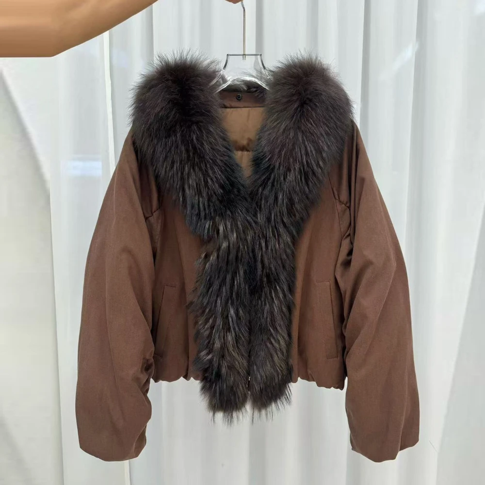 Women's Puffer Coat Oversized Cropped Goose Down Jacket Windproof Urban Style Commuting Wear Winter Women's Cropped Jacket
