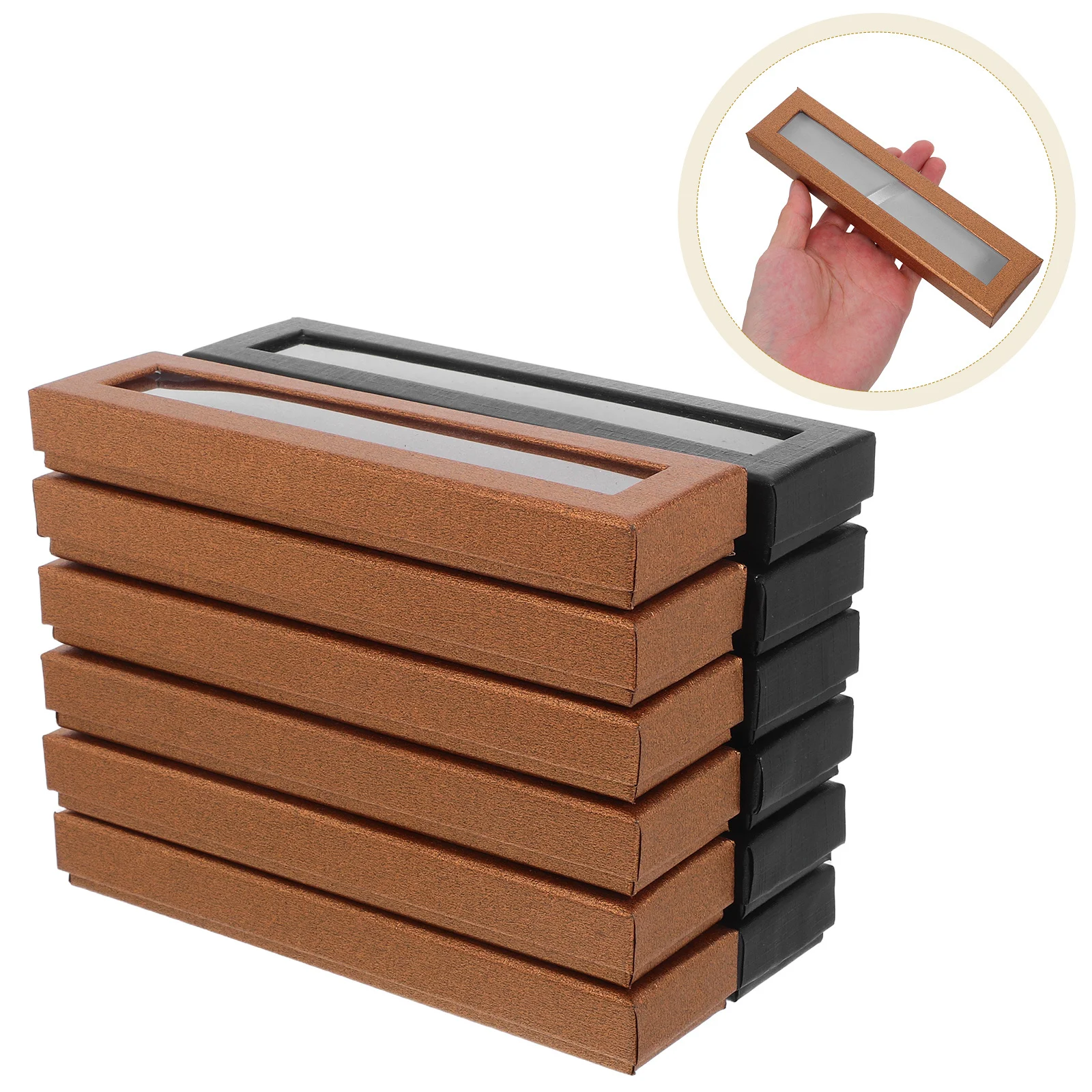 

12pcs Paper Pen Box Sturdy Cardboard Display Case With Clear Window For Fountain Ballpoint Pen Storage Present Packaging Holder