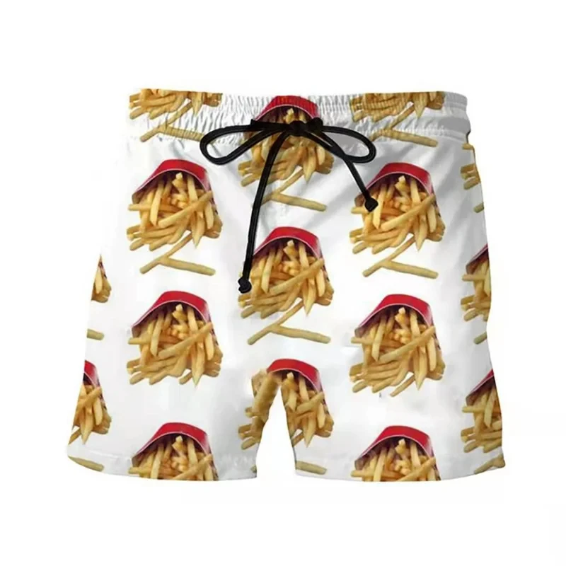 Funny Fatty Beef Hot Dog Men\'s 3D Print Short Pants Street Hip Hop Beach Shorts Skateboard Swimming Shorts Women Short Trunks