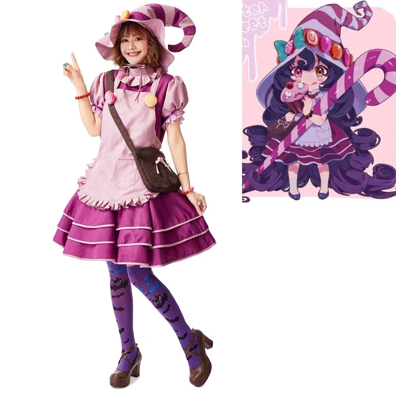 The Candy Sorceress Lulu Costume Adult Maid Apron  Uniform Outfit Women Games  Bitter sweet Lulu Cosplay Costumes For Halloween