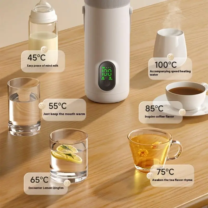 A5YC Electric Travel Kettle 350 มล. เครื่องทำความร้อนนมทารก 27000mAh แบตเตอรี่เดือดอย่างรวดเร็ว