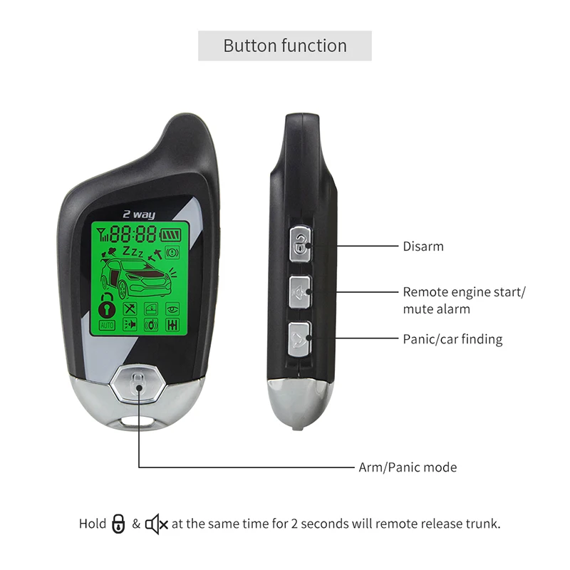 LCD pager ultrasonic sensor shock sensor detecting two way car alarm