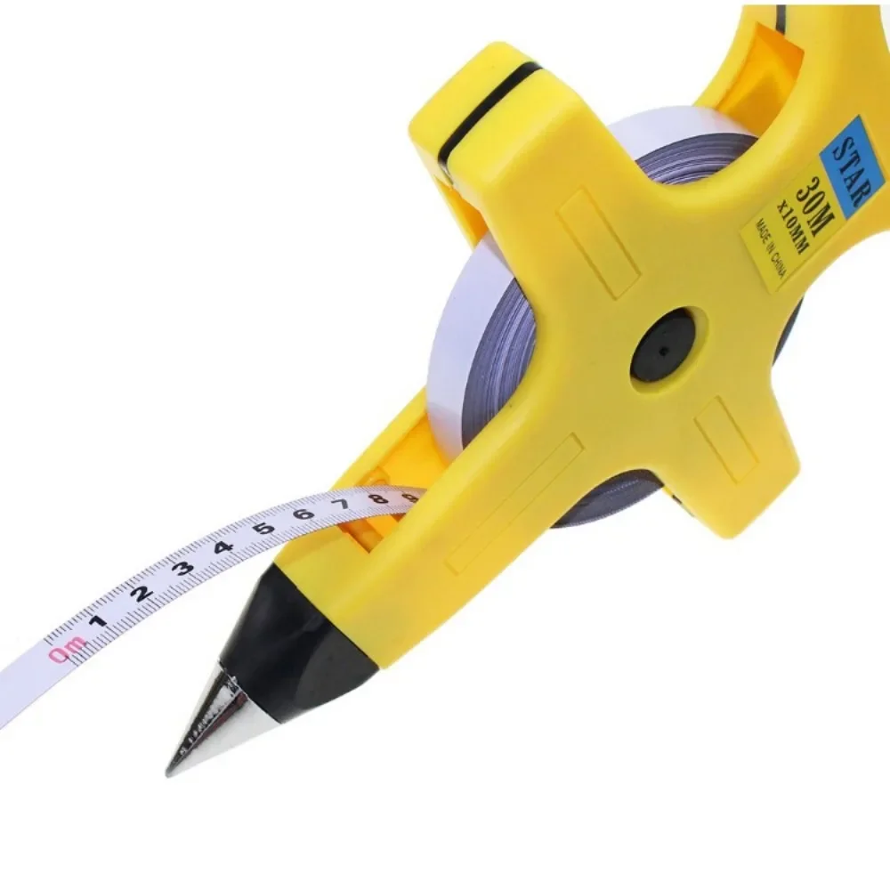 30M 100M Retractable Metric Tape Open Reel Long Steel Tape Measure Measuring Ruler Woodworking Tools