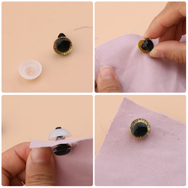 Fenrry 60Pairs 12mm Safety Toy Eyes Glitter Nonwovens with Washers Dolls Eyeballs for Toys Crafts Animals Dolls Making Accessory