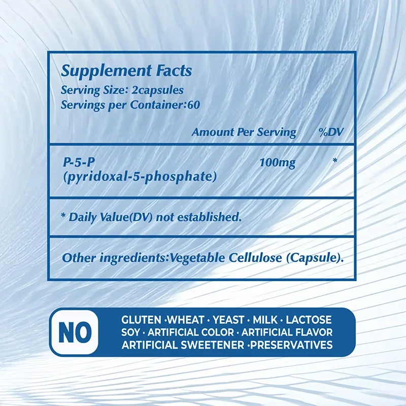 Pyridoxal-5-Phosphate (Vitamin B6) - Replenish Mental and Physical Energy, Brain & Skin Support, Promote Heart Health