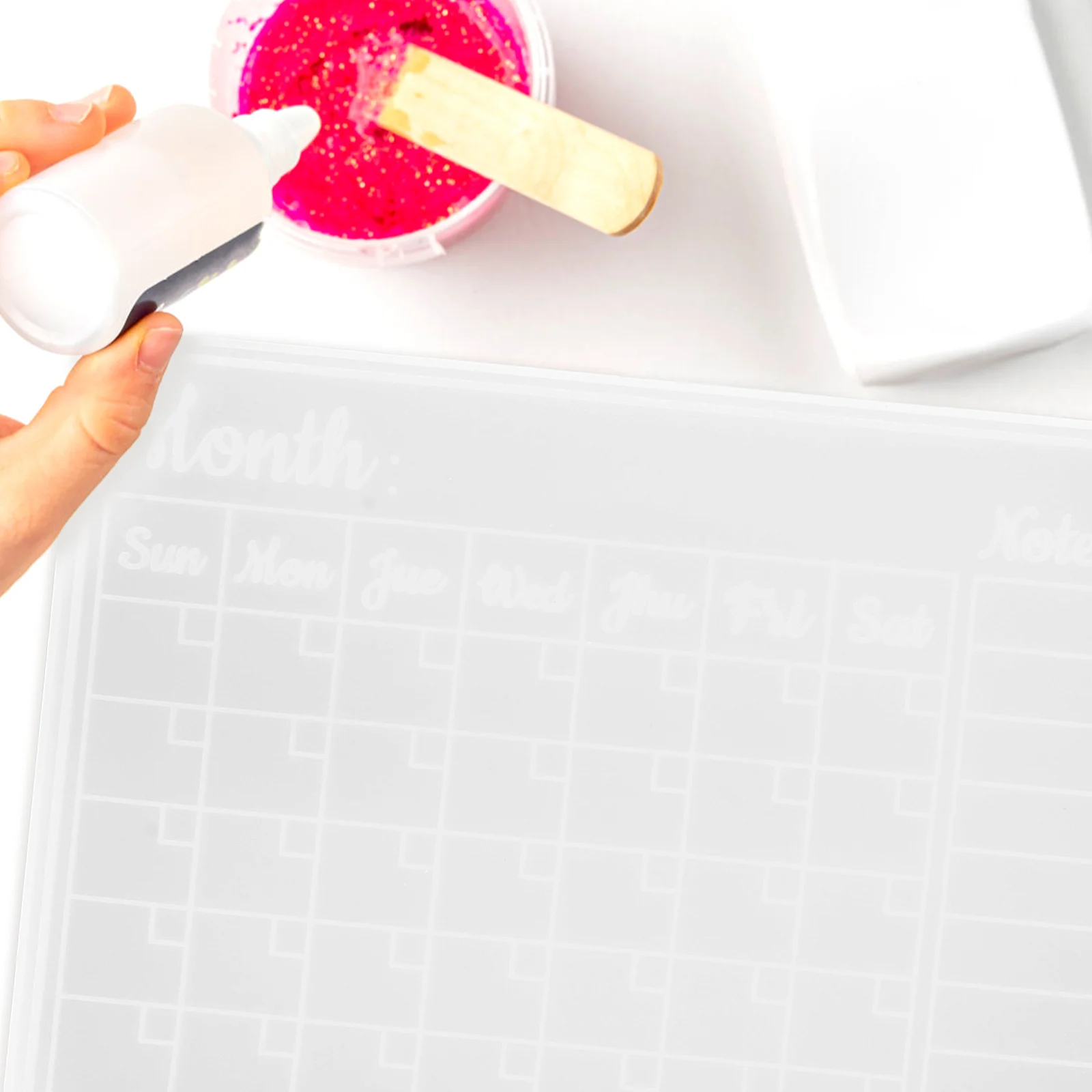 

2 Pcs Home Decor Notepad Mold DIY Calendar Making Tool Epoxy Resin Mould Silicone Ornament Molds Label Crystal White