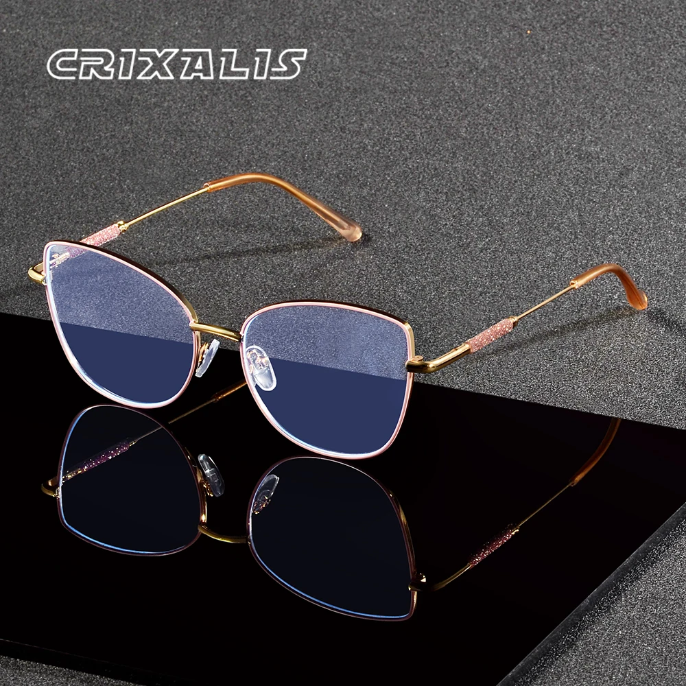CRIXALIS Anti-Blaulicht-Brille für Damen, Alltag, transparente Linse, Anti-Blaulicht-Brille, Computer-Brille, Anti-Überanstrengung der Augen