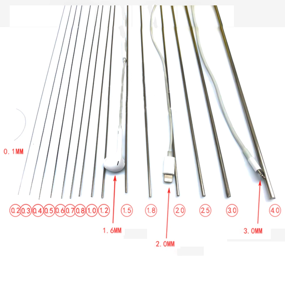 Alambre de acero inoxidable 304, hilo de acero suave/duro 0,1/0,2/0,3/0,4/0,5/0,6/0,8/1,0/1,2/1,5/2/2/mm, hilo Redondo de seda brillante