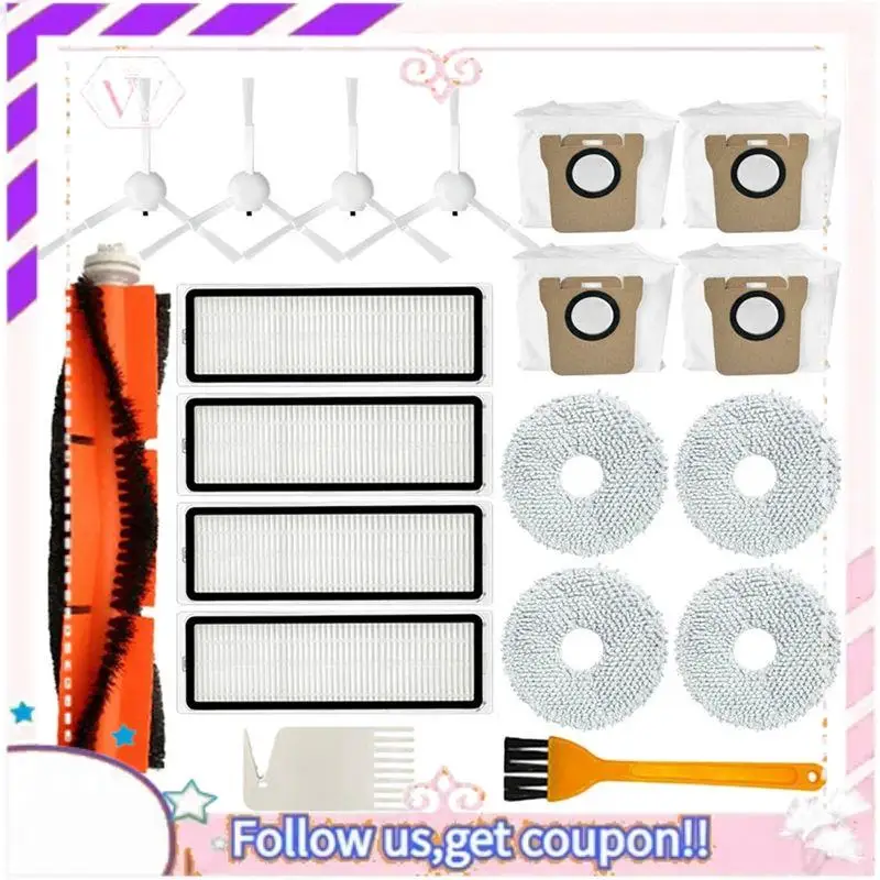 

Комплект основной и дополнительной щеток, HEPA-фильтра, пылесборника и насадок для мытья для робота-пылесоса Xiaomi A50F, L10S Ultra, X10+, X10 Plus, B101GL