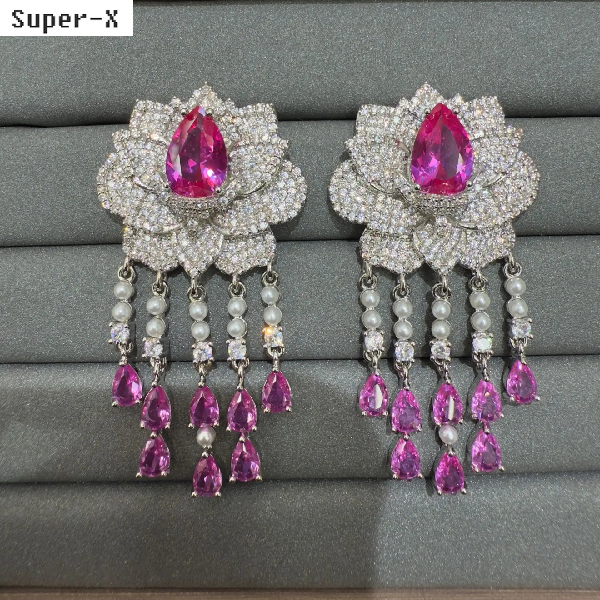 Gorgeous cubic zirconia earrings for women luxury jewelry gala event wedding party flower teardrop dangling earrings unique gift