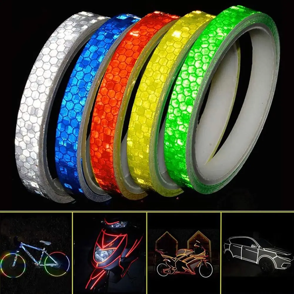 Self Adhesive Reflective Stickers Warning Tapes Safety Bicycle Wheel Decor Warning Strip Tape For Cycling Bike Reflective Tape