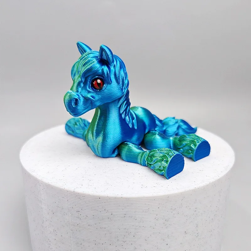متعدد المفاصل المنقولة ثلاثية الأبعاد الطباعة أشعة الشمس قوس قزح ليتل الأبيض الحصان ألعاب حيوانات الإبداعية مكتب منزلي الديكور هدايا أعياد ميلاد للأطفال #5