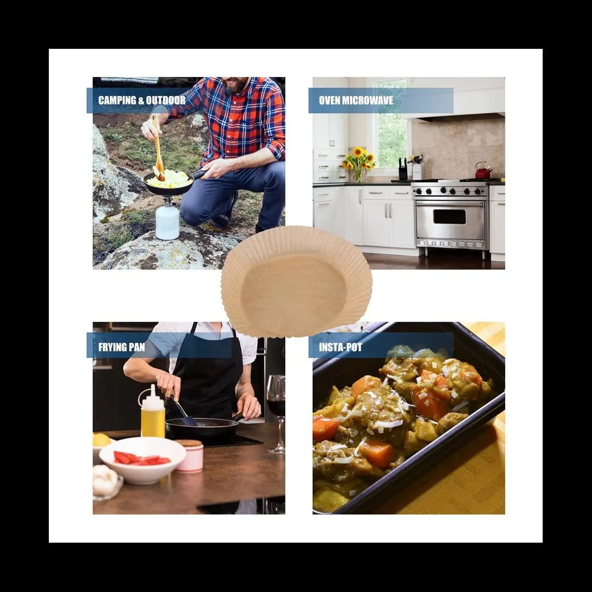 

MSOR 150 шт. Круглые пергаментные вкладыши для аэрофритюрницы, антипригарные, одноразовые, без перфорации (коричневые)