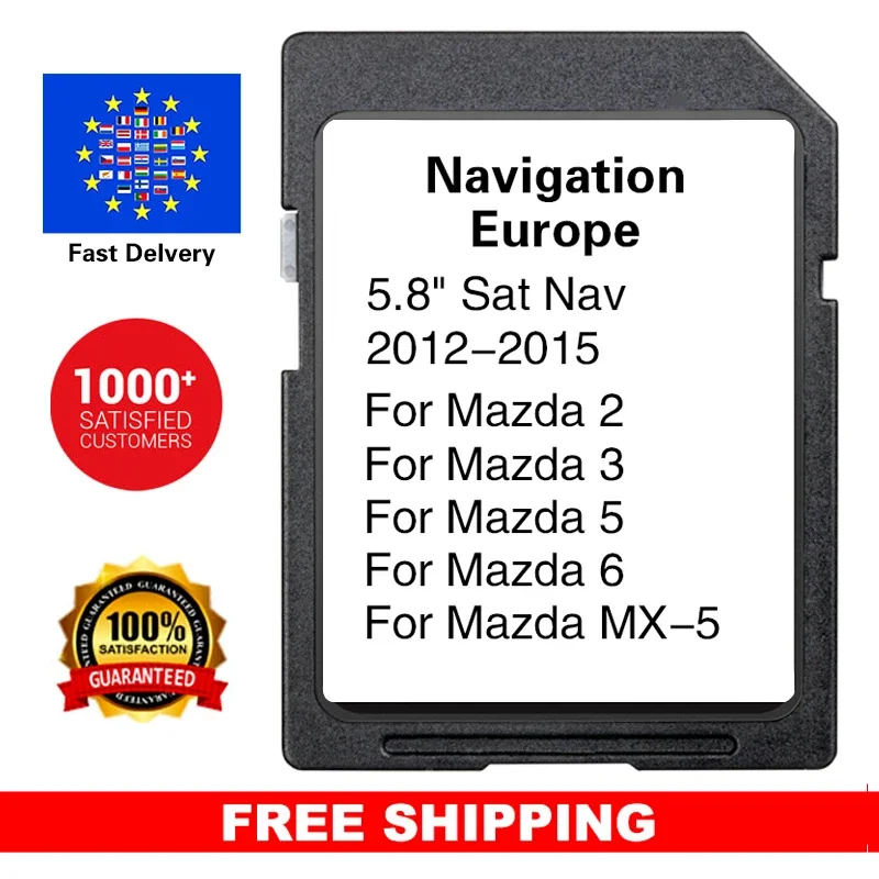 8GB GPS Update Software AVN1 units Navigation Europe Britain Maps for Mazda 2/3/5/6/MX-5 Car Sat Nav Update SD Memory Card