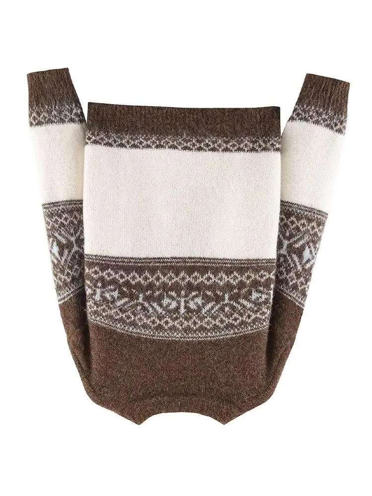 

HH женский зимний модный жаккардовый вязаный кардиган с круглым вырезом и двойной молнией, женский повседневный универсальный свитер с длинными рукавами