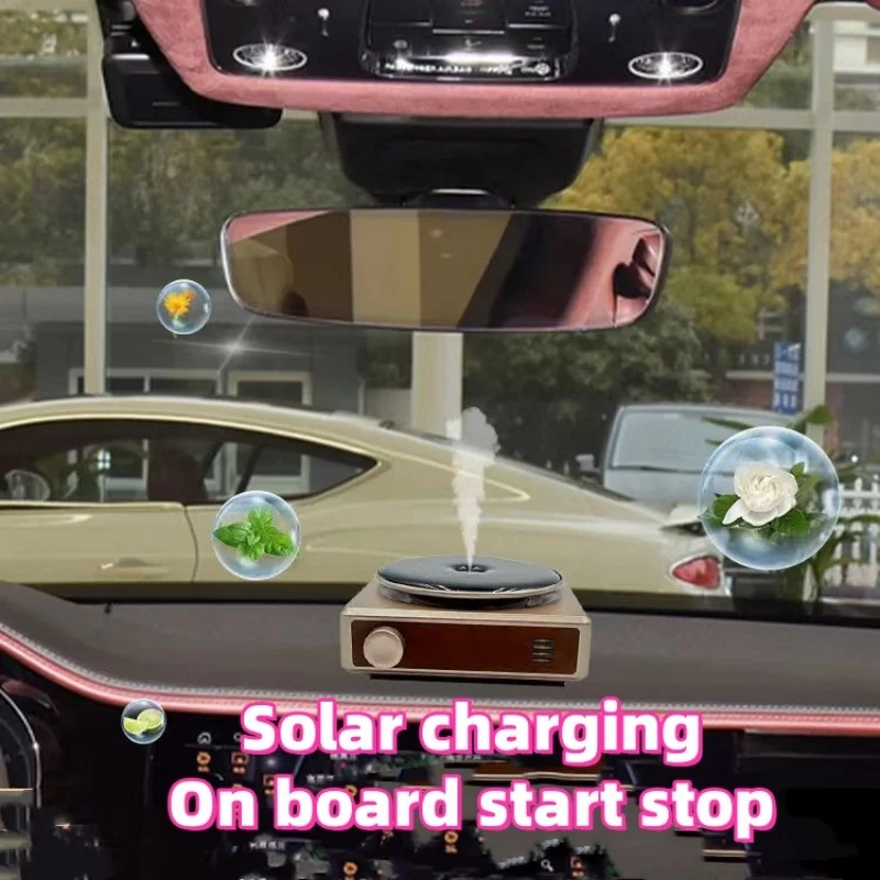 Intelligent car mounted aromatherapy machine solar energy atmosphere light spray perfume starts and stops with the car interior