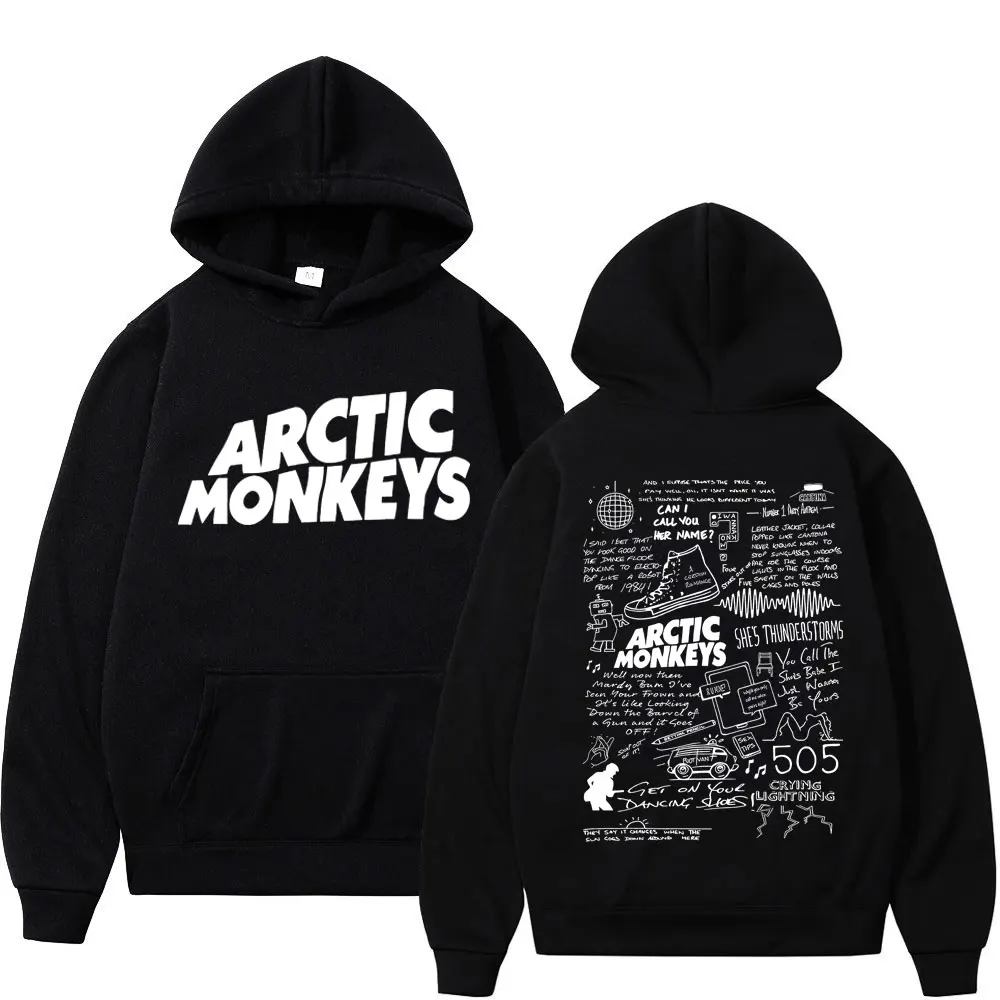 Arctic Monkeys Band Lyrics Doodle Design Print Hoodie Men Women High Street Fashion Trend Sweatshirts Rock Hip Hop Vintage Hoody