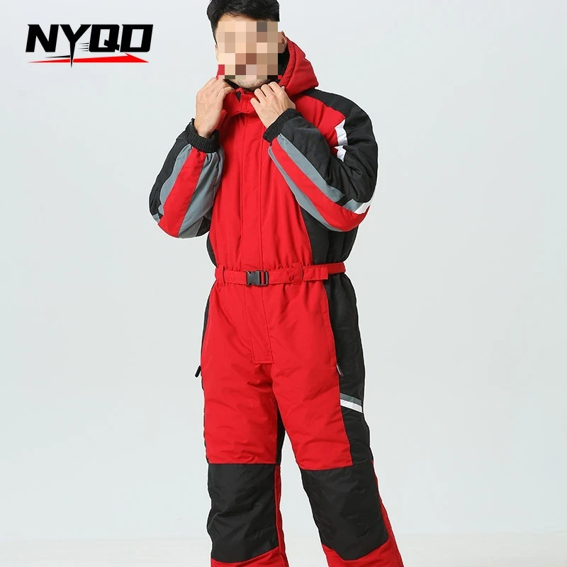 男ワンピーススキースーツ 2022 男性屋外スノーボードジャケット防風防水オーバーオール厚く暖かいスキースーツフリーススキー冬