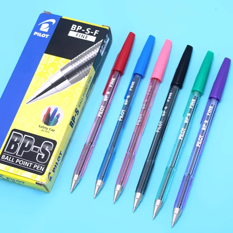 6pcs Japan PILOT Ballpoint Pen BP-S-F Classic Colored 0.7mm Transparent Rod Student Writing Smooth Office Accessories Stationery