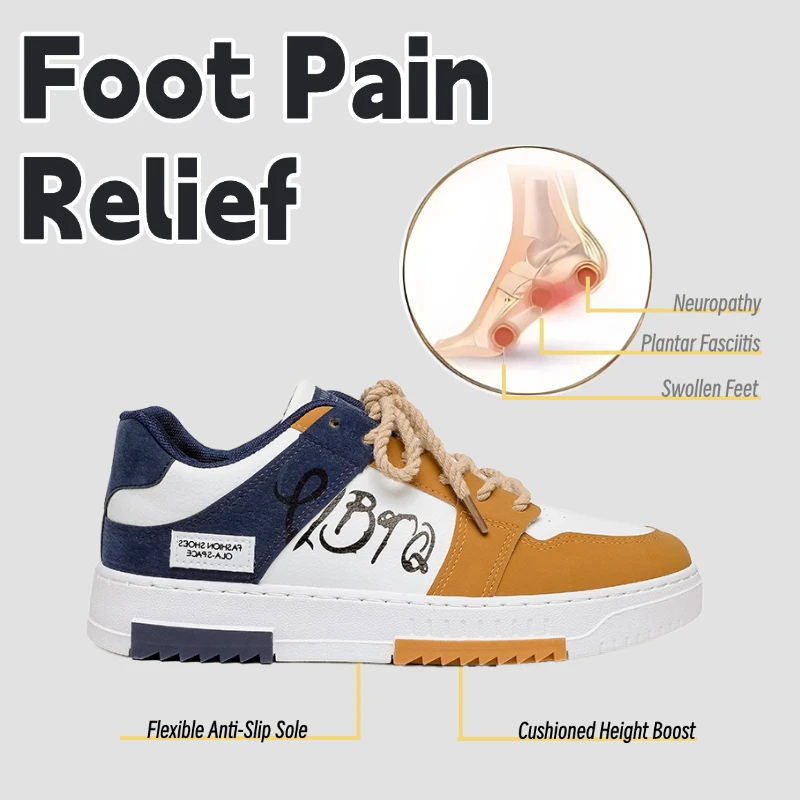 LiveDay Men's Autumn Flat Casual Shoes Lightweight Sneakers Fashion Lace-Up Trainers Student Vulcanized Zapatillas Hombre