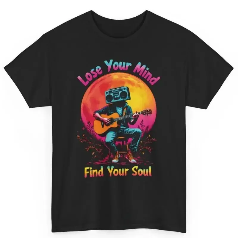 Boombox Guitar Player Lose Your Mind Colorful Cotton T Shirt For Musician