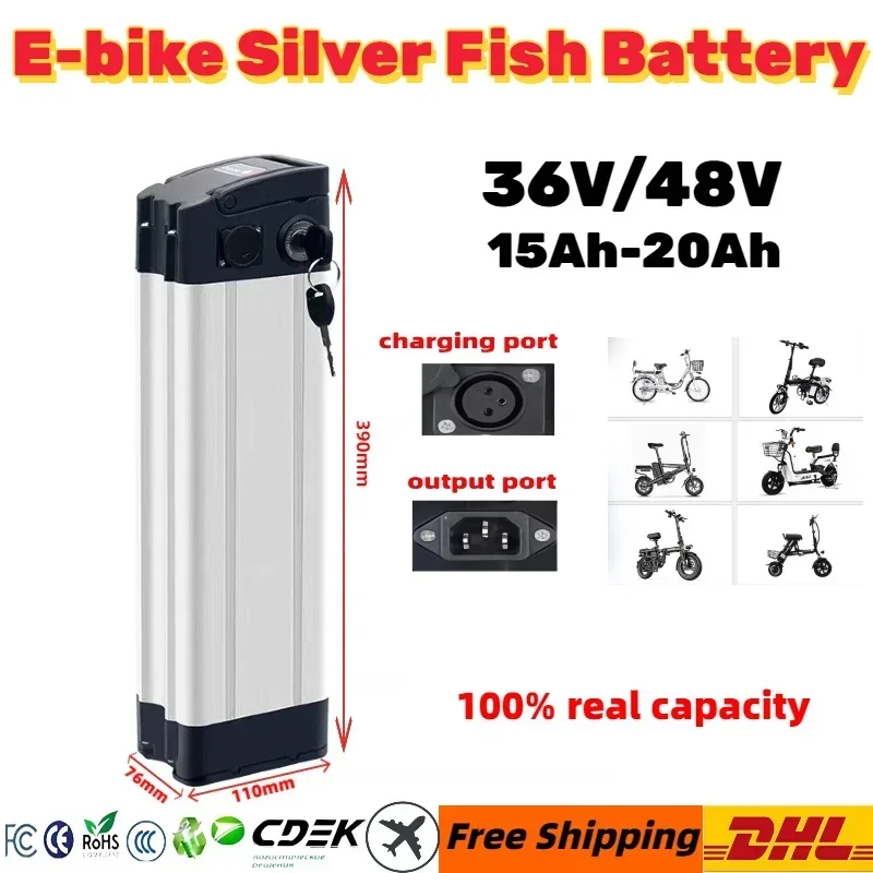 

Top discharge 36V 48V Silver Fish battery 18650 li-ion battery pack 20Ah ultra long endurance for 350W 500W 800W 1000W E-vehicle