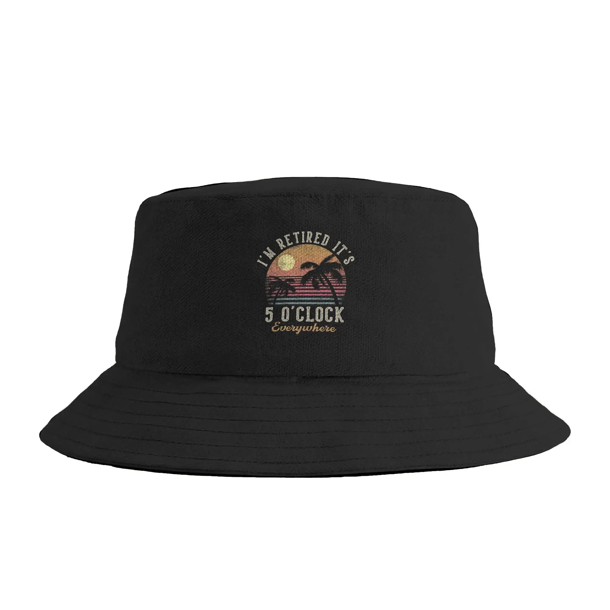 Unisex I‘m Retired  It’s 5 o‘clock Everywhere Funny Retirement Bucket Hat  Foldable Fisherman Hats Spring Classic Fishing Caps