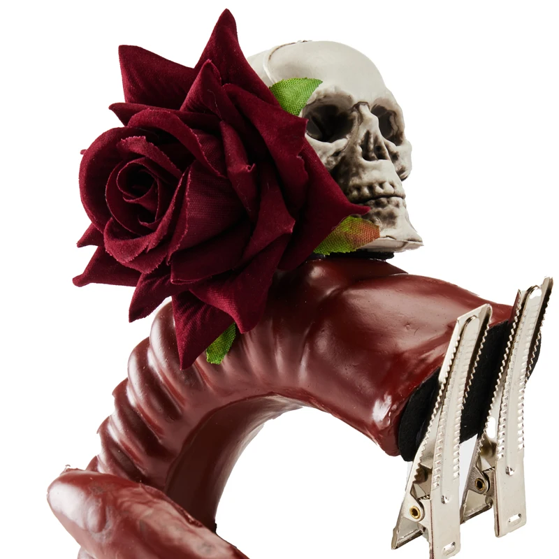 할로윈 악마 뿔 헤어 클립, 고딕 레트로 해골 장미 머리핀, 로이타 양 뿔 바레트 헤드피스 의상, 헤어 액세서리
