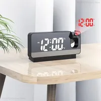 180° Rotation LED Digital Projection Alarm Clock USB Electronic Ceiling Projector Alarm Clock for Bedroom Bedside Desktop Clock