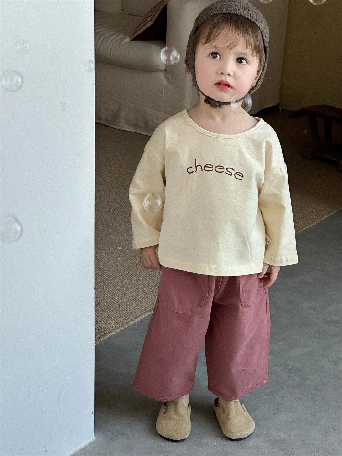 2025 Spring New Baby Long Sleeve T Shirts Cotton Girls Letter Print Bottoming Shirts Toddler Boy Loose Casual Tops Infant Tee